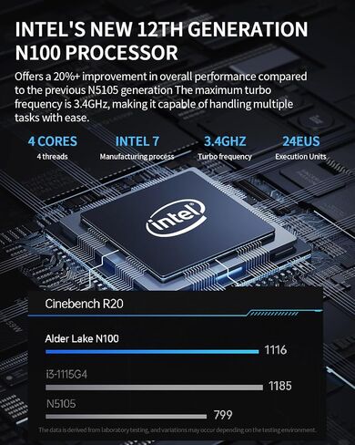 Mini PC N100, Windows 11, Intel 7, 16GB LPDDR5 4800MHz 1TB M.2 SSD, Micro Small Mini Desktop Computer, 4K UHD Triple Display/USB3.1/WiFi5/BT4.2/1000M LAN for Business, School, Office - T8 PLUS in Saudi Arabia