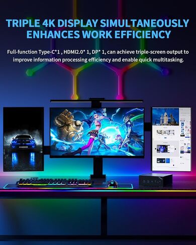 Mini PC N100, Windows 11, Intel 7, 16GB LPDDR5 4800MHz 1TB M.2 SSD, Micro Small Mini Desktop Computer, 4K UHD Triple Display/USB3.1/WiFi5/BT4.2/1000M LAN for Business, School, Office - T8 PLUS in Saudi Arabia
