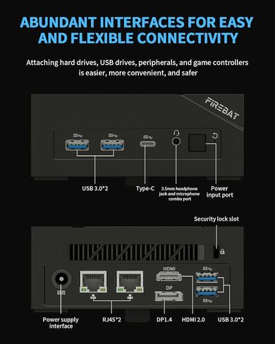 Mini PC N100, Windows 11, Intel 7, 16GB LPDDR5 4800MHz 1TB M.2 SSD, Micro Small Mini Desktop Computer, 4K UHD Triple Display/USB3.1/WiFi5/BT4.2/1000M LAN for Business, School, Office - T8 PLUS in Saudi Arabia