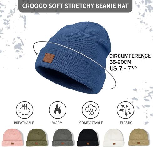 Croogo Beanie للجنسين متماسكة الكفة قبعة دافئة قبعة الجمجمة لينة بسط يوميا مضلع Toboggan قبعة تخزين القبعات Skullies قبعات التزلج in Saudi Arabia