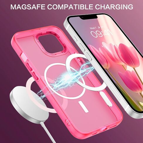BENTOBEN for Magnetic iPhone 14 Case, Phone Case iPhone 14 [Compatible with Magsafe] Slim Fit Matte Design Shockproof Bumper Drop Protective Girls Women Boys Men iPhone 14 6.1" Cover, Hot Pink in Saudi Arabia