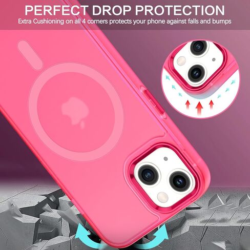 BENTOBEN لحافظة iPhone 14 المغناطيسية، حافظة هاتف iPhone 14 [متوافقة مع Magsafe] تصميم نحيف غير لامع مقاوم للصدمات وممتص للصدمات واقٍ للفتيات والنساء والأولاد والرجال iPhone 14 6.1 بوصة، وردي فاقع in Kuwait