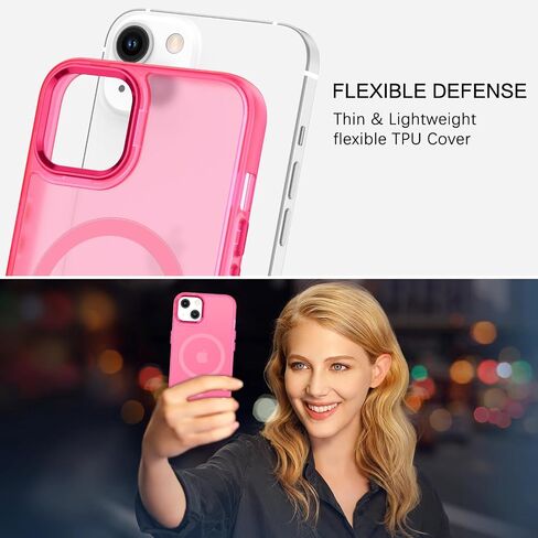 BENTOBEN for Magnetic iPhone 14 Case, Phone Case iPhone 14 [Compatible with Magsafe] Slim Fit Matte Design Shockproof Bumper Drop Protective Girls Women Boys Men iPhone 14 6.1" Cover, Hot Pink in Saudi Arabia