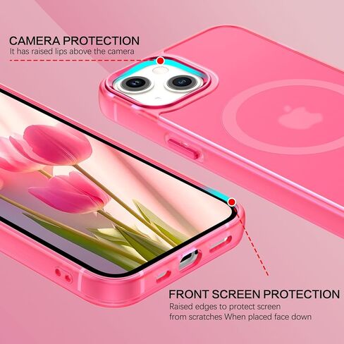 BENTOBEN لحافظة iPhone 14 المغناطيسية، حافظة هاتف iPhone 14 [متوافقة مع Magsafe] تصميم نحيف غير لامع مقاوم للصدمات وممتص للصدمات واقٍ للفتيات والنساء والأولاد والرجال iPhone 14 6.1 بوصة، وردي فاقع in Kuwait