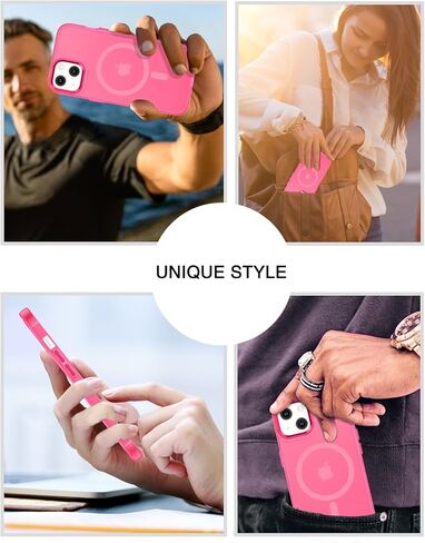 BENTOBEN لحافظة iPhone 14 المغناطيسية، حافظة هاتف iPhone 14 [متوافقة مع Magsafe] تصميم نحيف غير لامع مقاوم للصدمات وممتص للصدمات واقٍ للفتيات والنساء والأولاد والرجال iPhone 14 6.1 بوصة، وردي فاقع in Kuwait