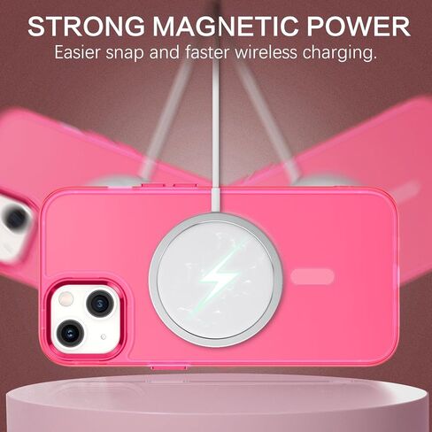 BENTOBEN لحافظة iPhone 14 المغناطيسية، حافظة هاتف iPhone 14 [متوافقة مع Magsafe] تصميم نحيف غير لامع مقاوم للصدمات وممتص للصدمات واقٍ للفتيات والنساء والأولاد والرجال iPhone 14 6.1 بوصة، وردي فاقع in Kuwait