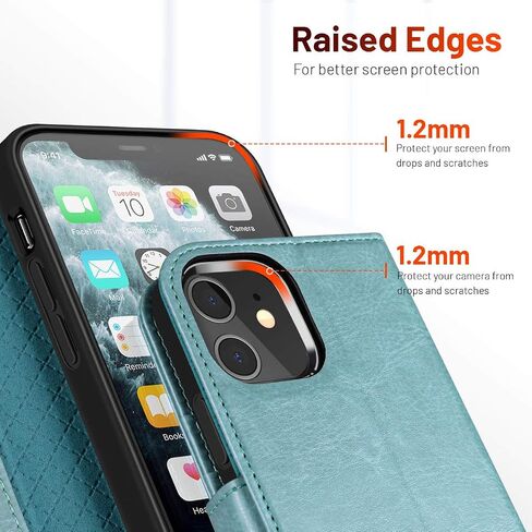 OCASE Compatible with iPhone 12 Mini Wallet Case, PU Leather Flip Folio Case with Card Holders RFID Blocking Kickstand [Shockproof TPU Inner Shell] Phone Cover 5.4 Inch (Red) in Kuwait