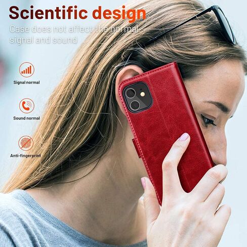 OCASE Compatible with iPhone 12 Mini Wallet Case, PU Leather Flip Folio Case with Card Holders RFID Blocking Kickstand [Shockproof TPU Inner Shell] Phone Cover 5.4 Inch (Red) in Kuwait