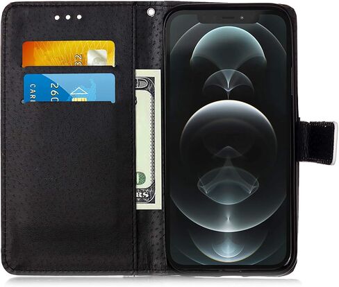 [Wallet Stand PU Leather Flip Protective Case with Card Slots & Wrist Straps for Apple iPhone 12 & iPhone 12 Pro 6.1" (2020) - Rose in Saudi Arabia