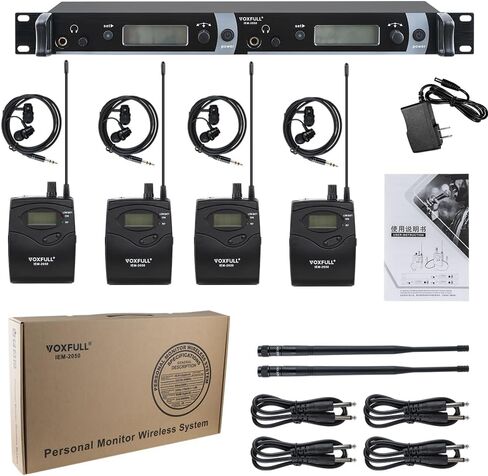 IEM2050 Wireless in-Ear Monitor System UHF PLL 540-580MHZ Dual Channel Wireless System with Earphone for Stage, Studio, Live Performance (IEM1200 2 bodypacks) in Kuwait