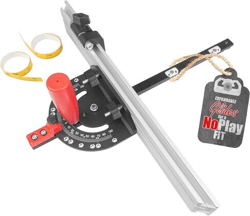 Fulton Precision Miter Gauge with Aluminum Miter Fence with 45 degree Angled Ends for Maximum Stock Support and a Repetitive Cut Flip Stop in Saudi Arabia
