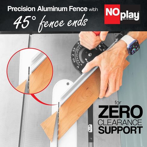 Fulton Precision Miter Gauge with Aluminum Miter Fence with 45 degree Angled Ends for Maximum Stock Support and a Repetitive Cut Flip Stop in Saudi Arabia