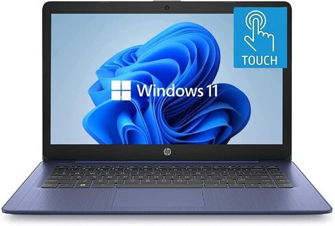 HP Newest 14" HD Touchscreen Laptop, Windows 11, Intel Celeron Quad-Core Processor Up to 2.60GHz, 4GB RAM, 64GB SSD, Webcam, Dale Blue (Renewed) in Saudi Arabia