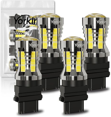 Yorkim 3157 لمبة LED 6000K أبيض 2880 لومن 3156 أضواء عكسية LED 3057 LED 4114 LED ضوء الجري النهاري 3056 3457 لمبة بديلة LED لضوء الفرامل الذيل إشارة الانعطاف، عبوتان in Kuwait