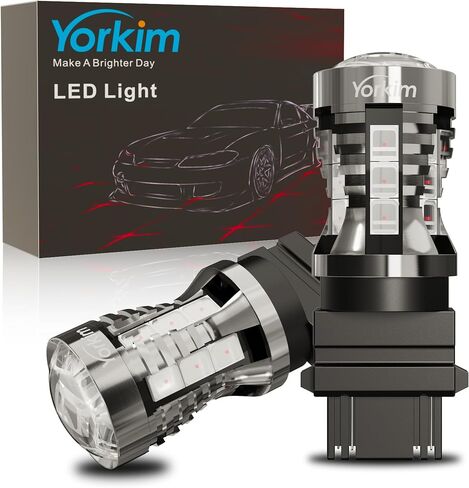 Yorkim 3157 لمبة LED 6000K أبيض 2880 لومن 3156 أضواء عكسية LED 3057 LED 4114 LED ضوء الجري النهاري 3056 3457 لمبة بديلة LED لضوء الفرامل الذيل إشارة الانعطاف، عبوتان in Kuwait