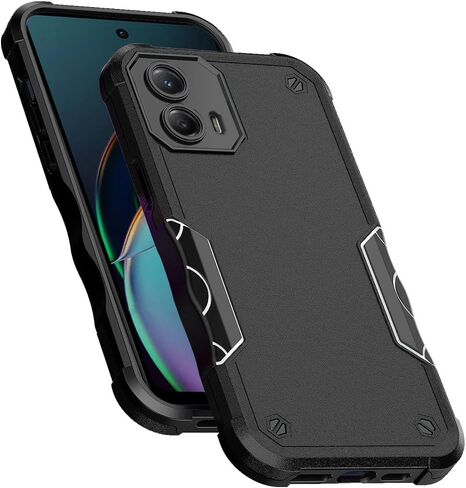 for Motorola Moto G 5G (2024) - Shockproof Tuff Hybrid Phone Case Cover - QS Black in Saudi Arabia