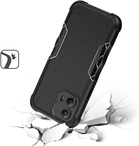 for Motorola Moto G 5G (2024) - Shockproof Tuff Hybrid Phone Case Cover - QS Black in Saudi Arabia