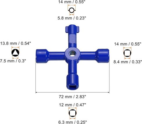 PATIKIL Multi-Functional Universal Cross Key, 4 Pack Zinc Alloy 4 Way Gas Water Meter Key Wrench for Electric Cabinet Plumbing Valve, Blue in Saudi Arabia