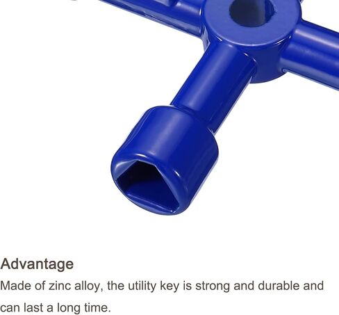 PATIKIL Multi-Functional Universal Cross Key, 4 Pack Zinc Alloy 4 Way Gas Water Meter Key Wrench for Electric Cabinet Plumbing Valve, Blue in Saudi Arabia