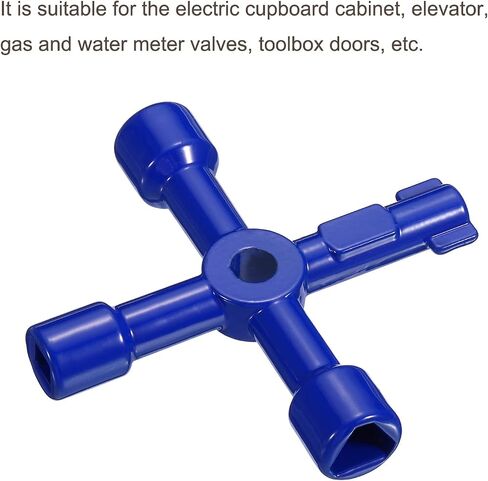PATIKIL Multi-Functional Universal Cross Key, 4 Pack Zinc Alloy 4 Way Gas Water Meter Key Wrench for Electric Cabinet Plumbing Valve, Blue in Saudi Arabia