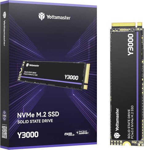 Yottamaster Y3000 1TB SSD M.2 PCIe 3.0, Up to 3100MB/s, M.2 2280 NVMe Internal Solid State Drive with SLC Cache 3D NAND, Upgrade Storage for PC Computer, Laptop, Gaming in Saudi Arabia
