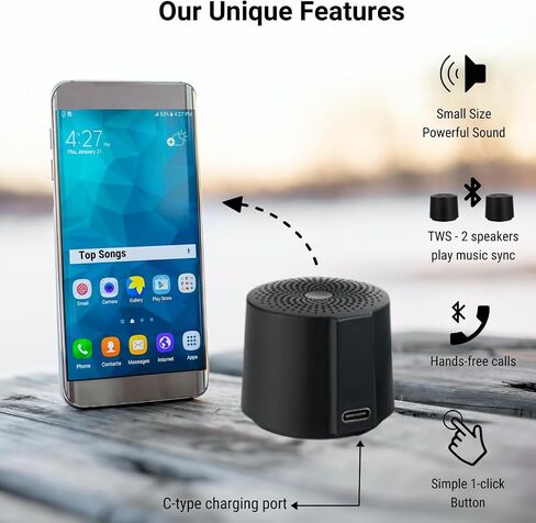 TWS Portable Wireless Speaker with Built in Mic and Play 2 Speakers Together (Gold) in Saudi Arabia