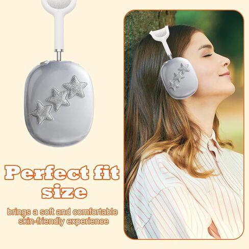 Case Cover for AirPods Max, Anti-Scratch TPU Soft Headphones Case, Sparkling Cute Protective Ear Cups Case for Women, Accessories Protective Cover for Apple AirPods Max(Bow Decor A) in Saudi Arabia