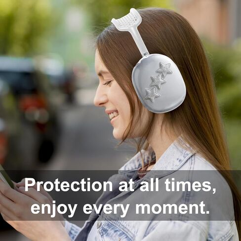 Case Cover for AirPods Max, Anti-Scratch TPU Soft Headphones Case, Sparkling Cute Protective Ear Cups Case for Women, Accessories Protective Cover for Apple AirPods Max(Bow Decor A) in Saudi Arabia