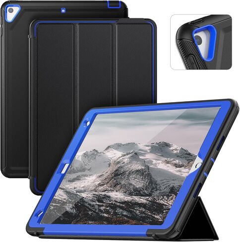 حافظة SEYMAC لجهاز iPad 9th/8th/7th Generation، حافظة iPad 10.2، حافظة متينة متينة مقاومة للصدمات مع غطاء ذكي للنوم/الاستيقاظ التلقائي لجهاز iPad 10.2 بوصة، أسود in Kuwait