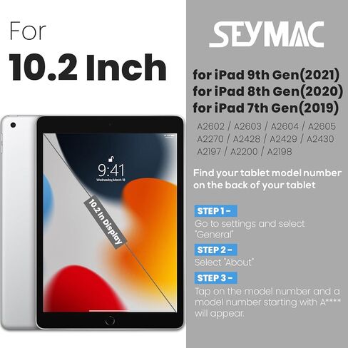 حافظة SEYMAC لجهاز iPad 9th/8th/7th Generation، حافظة iPad 10.2، حافظة متينة متينة مقاومة للصدمات مع غطاء ذكي للنوم/الاستيقاظ التلقائي لجهاز iPad 10.2 بوصة، أسود in Kuwait
