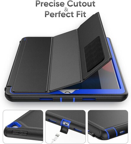 حافظة SEYMAC لجهاز iPad 9th/8th/7th Generation، حافظة iPad 10.2، حافظة متينة متينة مقاومة للصدمات مع غطاء ذكي للنوم/الاستيقاظ التلقائي لجهاز iPad 10.2 بوصة، أسود in Kuwait
