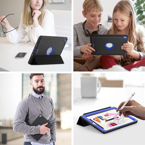 حافظة SEYMAC لجهاز iPad 9th/8th/7th Generation، حافظة iPad 10.2، حافظة متينة متينة مقاومة للصدمات مع غطاء ذكي للنوم/الاستيقاظ التلقائي لجهاز iPad 10.2 بوصة، أسود in Kuwait