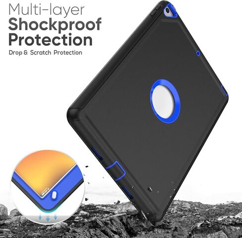 حافظة SEYMAC لجهاز iPad 9th/8th/7th Generation، حافظة iPad 10.2، حافظة متينة متينة مقاومة للصدمات مع غطاء ذكي للنوم/الاستيقاظ التلقائي لجهاز iPad 10.2 بوصة، أسود in Kuwait