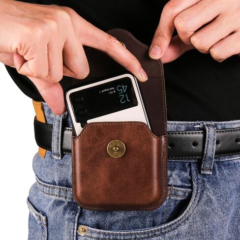 Cellphone Waist Bag with Card Holder Compatible with Samsung Galaxy Z Flip 6/Z Flip 5/Z Flip 4/Z Flip 3/Z Flip 4G 5G, Mens Leather Holster Case with Belt Clip Carrying Case Waist Bag for Cellphone in Kuwait