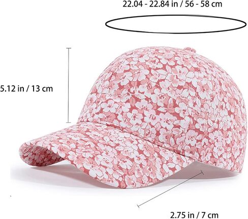 Floral Baseball Cap Cotton Dad Hat Adjustable Print Ball Cap for Women in Kuwait