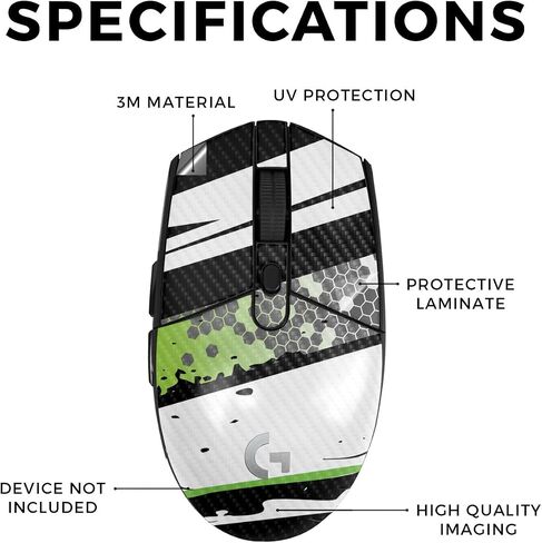Carbon Fiber Mouse Skin Compatible with Logitech G305 Lightspeed - Grunge Green - Premium 3M Vinyl Protective Wrap Decal Cover - Easy to Apply | Crafted in The USA by MightySkins in Saudi Arabia