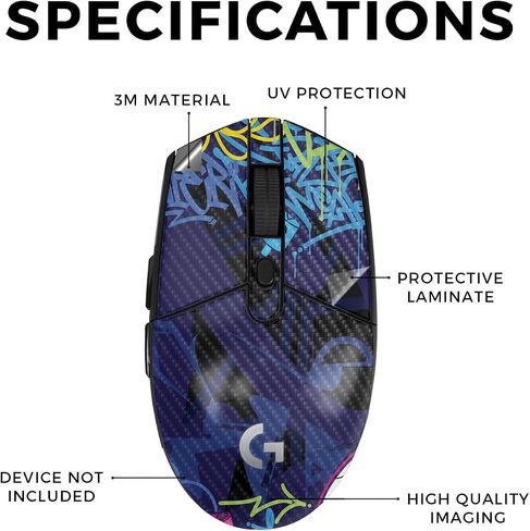 Carbon Fiber Mouse Skin Compatible with Logitech G305 Lightspeed - Grunge Green - Premium 3M Vinyl Protective Wrap Decal Cover - Easy to Apply | Crafted in The USA by MightySkins in Saudi Arabia
