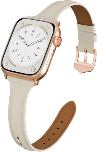 Slim Leather Band Compatible with Apple Watch Band for Women 38mm 40mm 41mm 42mm 44mm 45mm 46mm 49mm, Top Grain Genuine Leather Thin Strap for Ultra/2 Series 10 9 8 7 6 5 4 3 2 1 SE in Saudi Arabia