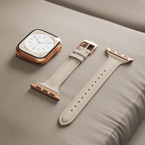 Slim Leather Band Compatible with Apple Watch Band for Women 38mm 40mm 41mm 42mm 44mm 45mm 46mm 49mm, Top Grain Genuine Leather Thin Strap for Ultra/2 Series 10 9 8 7 6 5 4 3 2 1 SE in Saudi Arabia