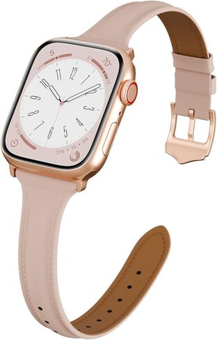 سوار جلد نحيف متوافق مع سوار ساعة أبل للنساء 38 مم 40 مم 41 مم 42 مم 44 مم 45 مم 46 مم 49 مم، حزام رفيع من الجلد الأصلي المحبب لسلسلة Ultra/2 10 9 8 7 6 5 4 3 2 1 SE in Kuwait