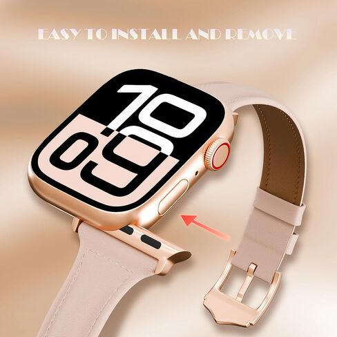 سوار جلد نحيف متوافق مع سوار ساعة أبل للنساء 38 مم 40 مم 41 مم 42 مم 44 مم 45 مم 46 مم 49 مم، حزام رفيع من الجلد الأصلي المحبب لسلسلة Ultra/2 10 9 8 7 6 5 4 3 2 1 SE in Kuwait