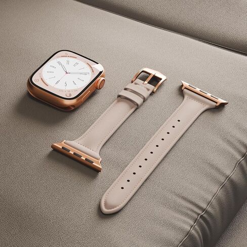 سوار جلد نحيف متوافق مع سوار ساعة أبل للنساء 38 مم 40 مم 41 مم 42 مم 44 مم 45 مم 46 مم 49 مم، حزام رفيع من الجلد الأصلي المحبب لسلسلة Ultra/2 10 9 8 7 6 5 4 3 2 1 SE in Kuwait