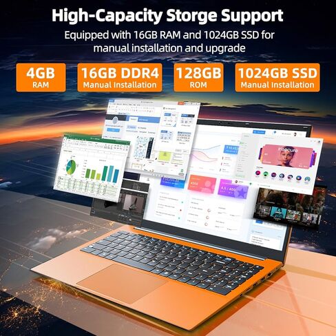 أجهزة كمبيوتر محمولة 15.6 بوصة، أجهزة كمبيوتر محمولة مع ذاكرة وصول عشوائي 20 جيجابايت و128 جيجابايت EMMC+1024 جيجابايت SSD، Celeron N5095 رباعي النواة (حتى 2.9 جيجا هرتز)، كمبيوتر محمول محمول، 11 Home، 7000 مللي أمبير، WiFi 6، USB 3.2، HDMI، Type-C (برتقا in Kuwait