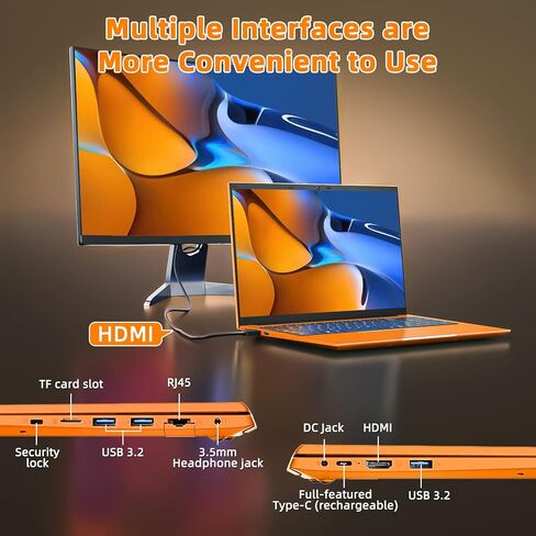 أجهزة كمبيوتر محمولة 15.6 بوصة، أجهزة كمبيوتر محمولة مع ذاكرة وصول عشوائي 20 جيجابايت و128 جيجابايت EMMC+1024 جيجابايت SSD، Celeron N5095 رباعي النواة (حتى 2.9 جيجا هرتز)، كمبيوتر محمول محمول، 11 Home، 7000 مللي أمبير، WiFi 6، USB 3.2، HDMI، Type-C (برتقا in Kuwait