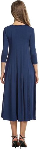 HOTOUCH Women's 3/4 Sleeve A-line and Flare Midi Long Dress in Saudi Arabia