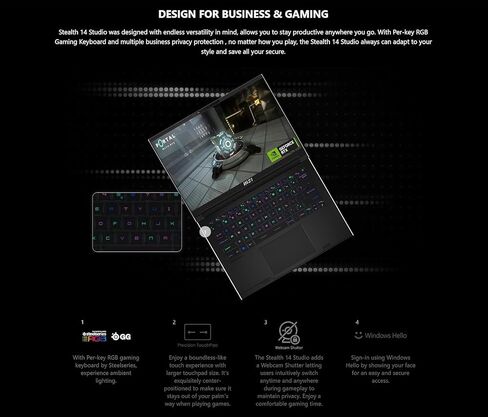 كمبيوتر محمول MSI Stealth 14 FHD فائق النحافة للألعاب - 14 بوصة 165 هرتز FHD-Intel Core i7-13620H - RTX 4060 - Thunderbolt 4 - مع لوحة ماوس (Win 11 Pro، ذاكرة وصول عشوائي 64 جيجابايت | 4 تيرابايت PCIe SSD) in Saudi Arabia