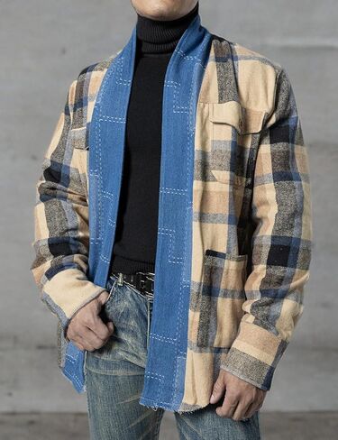 جاكيت قميص رجالي من JOGAL من الفلانيل بأكمام طويلة كاجوال مفتوح من الأمام مع جيوب in Kuwait