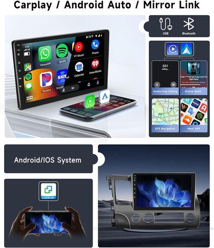 [8 CORE 2G+64G] for Honda Civic Car Stereo 2006-2011 with Wireless Carplay/Android Auto, 10.1 Inch Android 13 IPS Touch Screen Car Radio, Bluetooth, GPS Navi, WiFi, SWC, DSP + Backup Camera in Saudi Arabia