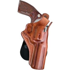 Masc OWB Leather Paddle Holster with Thumb Break, Fits Colt King Cobra Target 357 Mag 6-Shot 4.25" Barrel, R/H Draw Brown Color #1632#