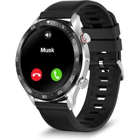 BRIBEJAT Smart Watch for Men (Dial/Answer Call) Built-in Music Player, Voice Assistant, Real-time Heart Rate & Sleep Monitor Compatible with Samsung iPhone Android Phones, Black